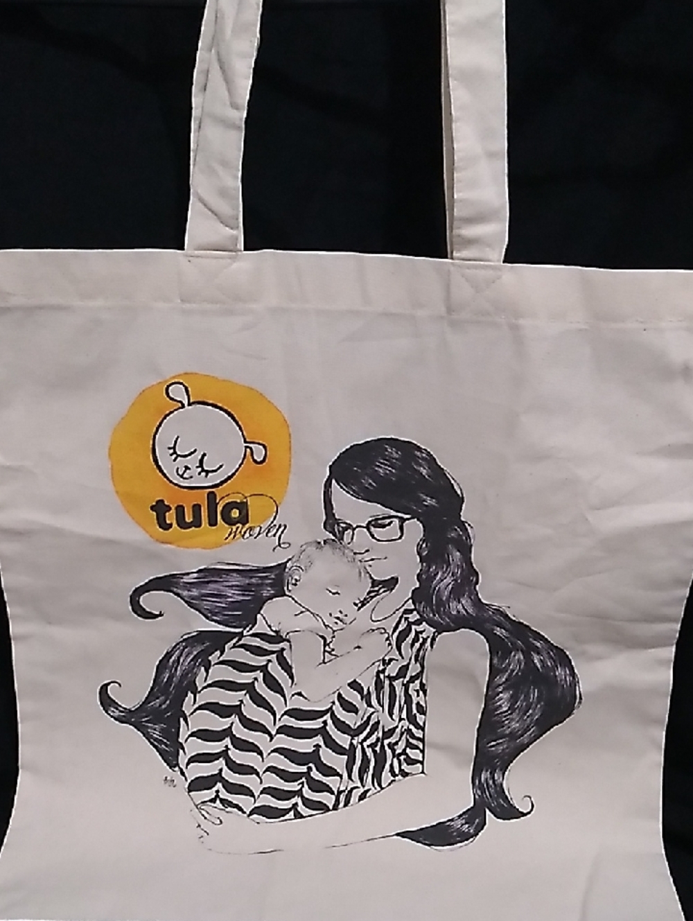 Tula Tote Bag with Black Illustration and Yellow Logo (L1)